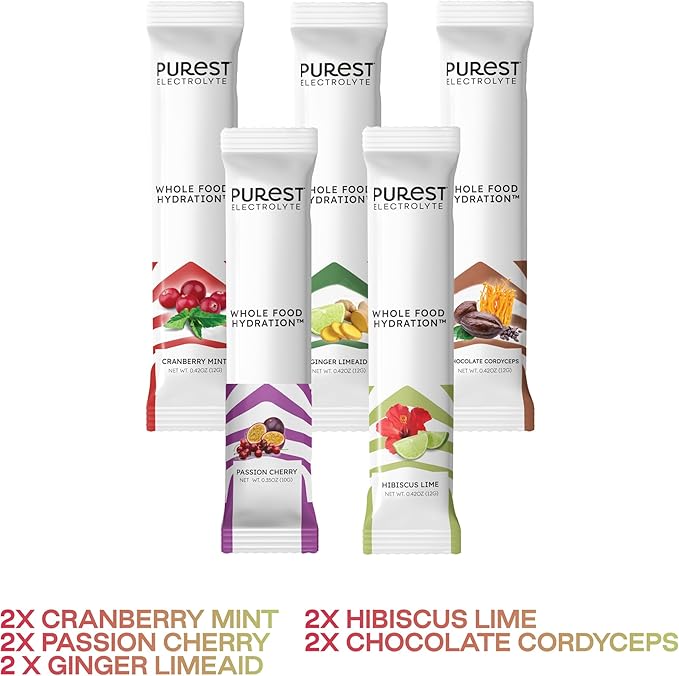 Purest Electrolyte Variety Pack – Whole Food Hydration - Organic Freeze-Dried Fruits and Solar Sea Salts for Ultimate Electrolyte Balance