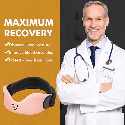 Silicone Patellar Tendon Support Strap 2-Pack, Knee Brace for Women & Men, Adjustable Non-Slip Patella Band Support for Running Basketball (Pink)