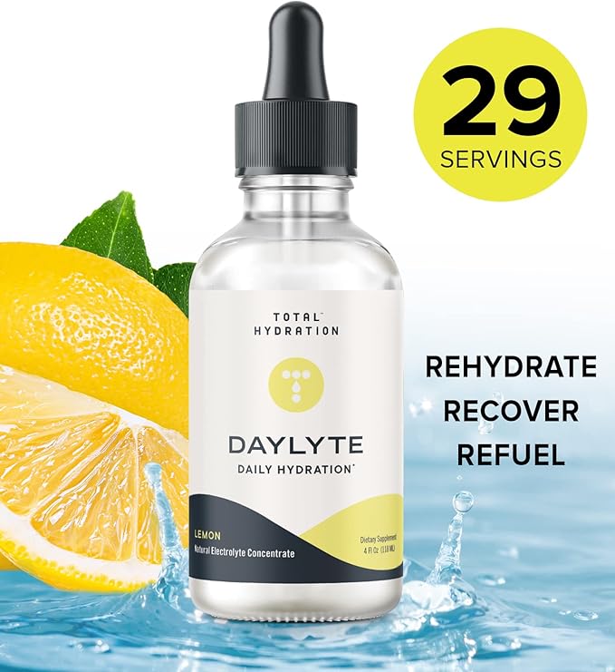Daylyte Electrolyte Drops, Lemon, Sugar Free Daily Hydration Supplement with Magnesium, Calcium, & Zinc (29 Servings)