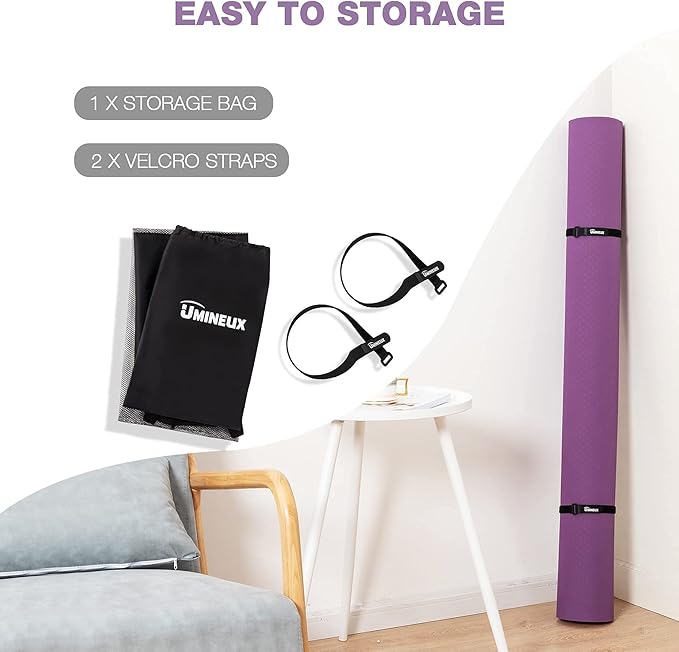 UMINEUX Large Yoga Mat for Men and Women 1/4 & 2/5 Inch Extra Thick TPE Fitness Mat for Home Gym Workout, Non-Slip, Eco Friendly Exercise Mat for Yoga, Pilates, Stretching, Meditation