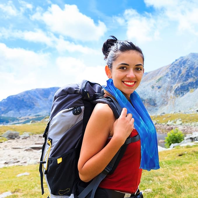 Frienda 6 Pack Cooling Towels 40"x12" Ocean Themed Sports Towels with Bags Breathable Chilly Towel Ice Microfiber Towel Fast Drying for Beach Swim Yoga Running Workout Gym Camping Fitness(Ocean Wave)