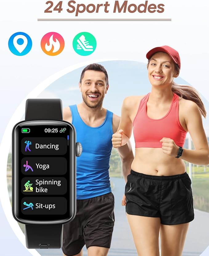 Fitness Tracker, Fitness Watches for Women Men with Heart Rate Monitor Blood Oxygen Sleep Tracker Pedometer, 1.47" Smart Watch Step Calorie Counter for Android iOS IP68 Waterproof (Black)