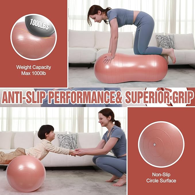 INPANY Peanut Ball - Exercise Ball for Labor Birthing, Anti-Burst Physical Therapy for Kids, Core Strength, Flexible Seating, Home & Gym Fintness, Sensory Chair Wiggle Seat for Girls and Boys