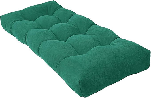 Bench Cushion 48 Inch - Chenille Fabric, High-Density Foam, Non-Slip Bottom, Soft Durable Indoor Tufted Long Seat Cushion for Window Garden Furniture (Forest Green, 48x16x4 Inch)