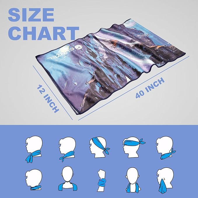 Cooling Towel, Ice Towel for Neck, Soft Microfiber Chilly Towel Stay Cool for Sports, Yoga, Running, Gym, Workout, Biking, Camping & Outdoor Activities 40"x12"