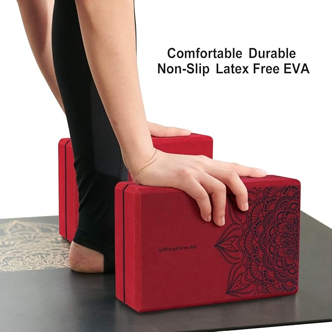 nuveti Yoga Blocks Set of 2, High Density Yoga Brick Foam Blocks to Improve Strength, Flexibility and Balance Brick Foam Blocks
