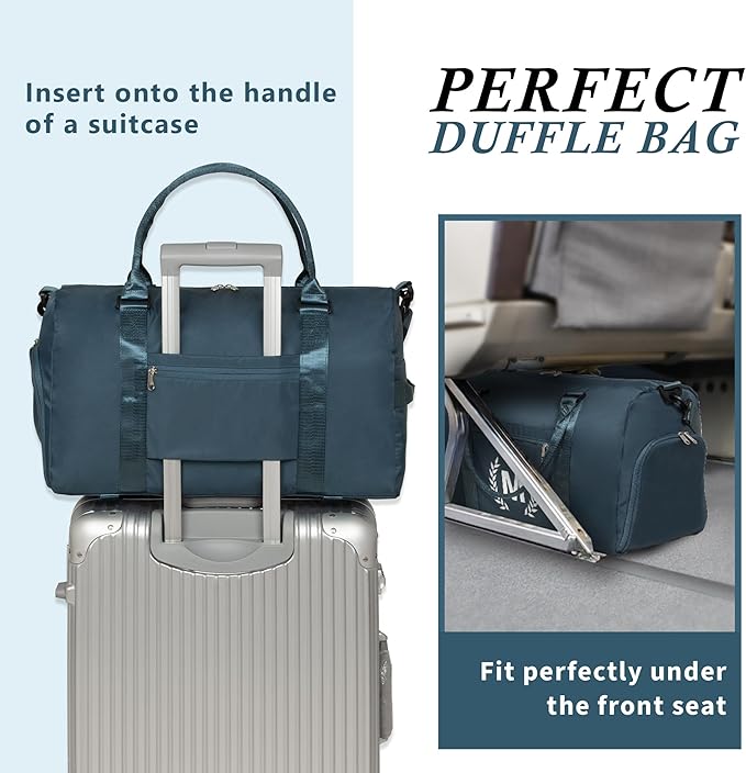 Gym Bag for Women, Personalized Duffle Bag with Shoe Compartment, Sports Bag for Yoga & Dance with Wet Pocket and Mat Strap.