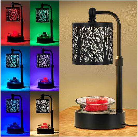 Tree ﻿Candle Warmer Lamp, LED Colors Changing Candle Warmer with Adjustable Height, Timer, Bedroom Living Room Home Decor Wax Melting Warmer for Jar Candles (Black)