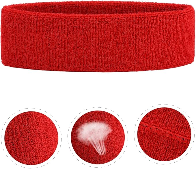 ONUPGO Sweatband Headbands for Men & Women -12PCS Sports Headbands Moisture Wicking Athletic Cotton Terry Cloth Headband for Tennis,Basketball,Football,Gym,Working Out
