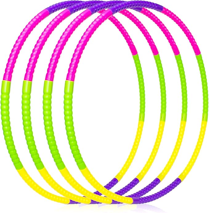 Exercise Hoops for Kids, 4P/8P Detachable & Size Adjustable Toy Color Hoop Rings for Outdoor Gymnastic Dog Agility Equipment Sports Party Games