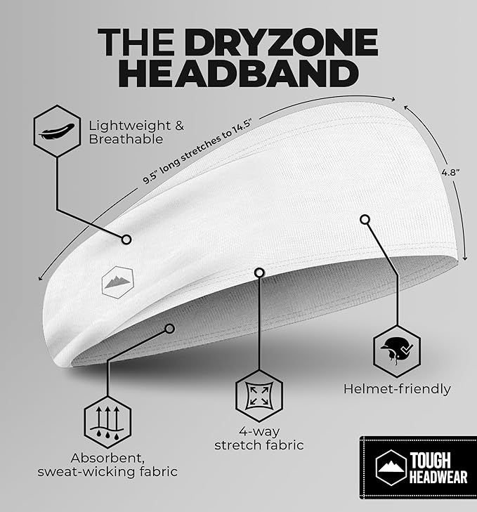 Tough Headwear Sport Headbands for Men - Workout Headbands for Women - Running Headband -Tennis Athletic Sweatband