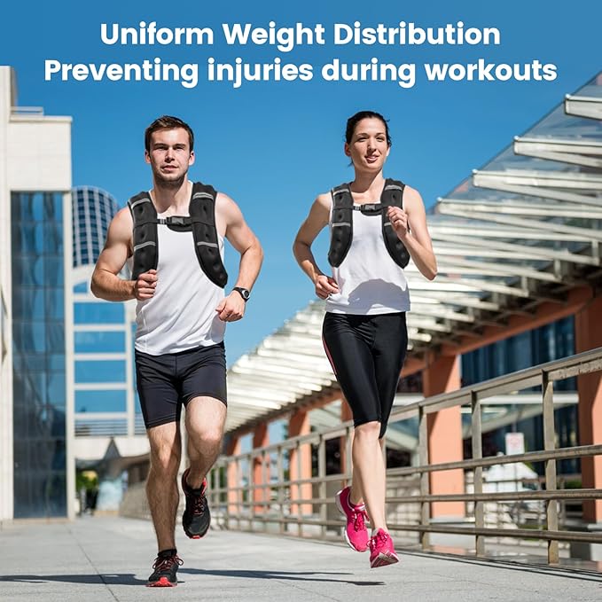 Zikopomi Weighted Vest Woman Man, 6lb/8lb/12lb/16lb/20lb/25lb/30lb Weight Vest with Reflective Stripes for Workout, Strength Training, Running, Fitness, Muscle Building, Weight Loss, Rucking Vest