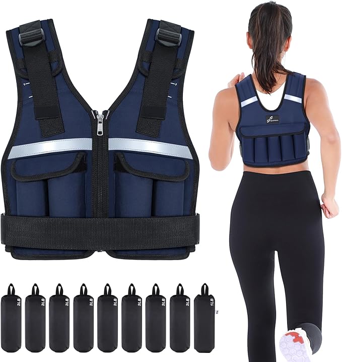 Sportneer Adjustable Weighted Vest Weights: 2-18 lbs/2-40 lbs Washable Weight Vest 16 In 1 Fast Adjust Rucking Vest for Women and Men Home Gym Workout Fitness Strength Training Vests