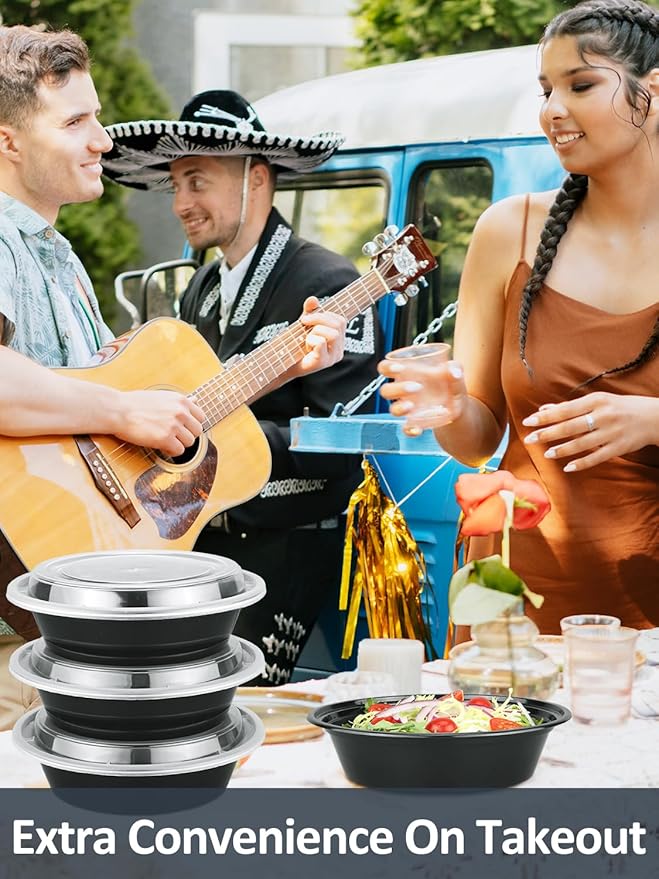 50 Sets 24oz Meal Prep Container - Reusable Plastic Food Storage Containers with Lids, Fits Microwave, Freezer and Dishwasher Safe