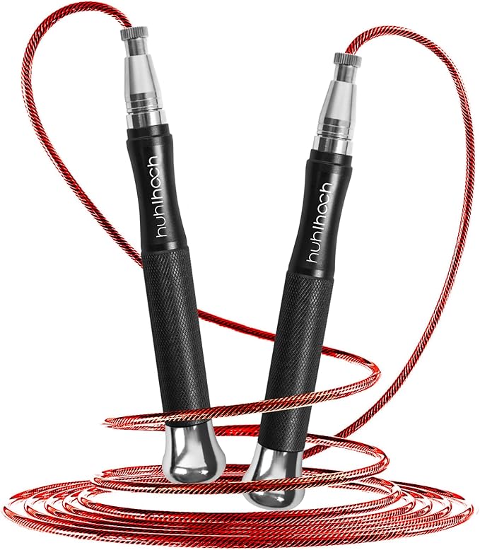 Speed Weighted Jump Rope with Secure Lock Mechanism, 360° Smooth Swivel, Non-Slip Matte Textured Handles, Features 2 Performance Cords for Effective Fitness Workouts