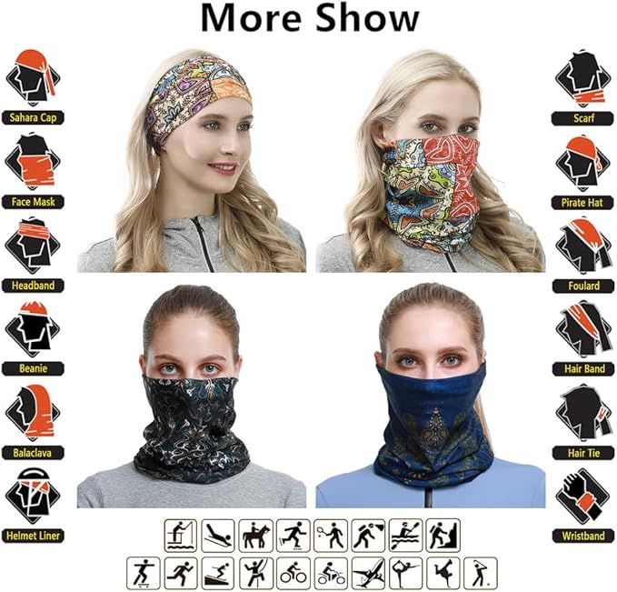 Headband Neck Gaiter Head Wrap Headwear Face Mask Magic Scarf Bandana for Men and Women