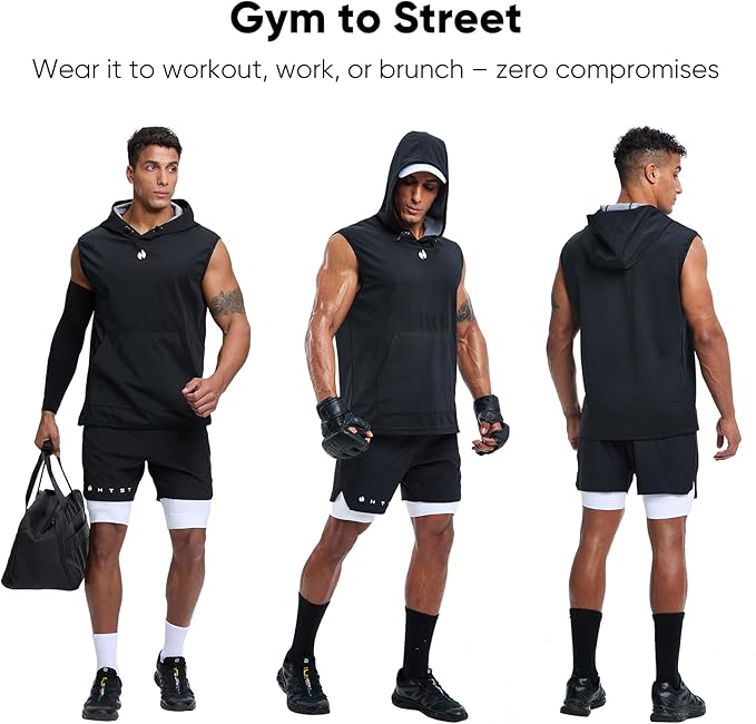 HOTSUIT Sauna Shirt for Men Anti-Rip Men's Heat Trapping Pullover Vest Hoodies Tank Top for Boxing Exercise