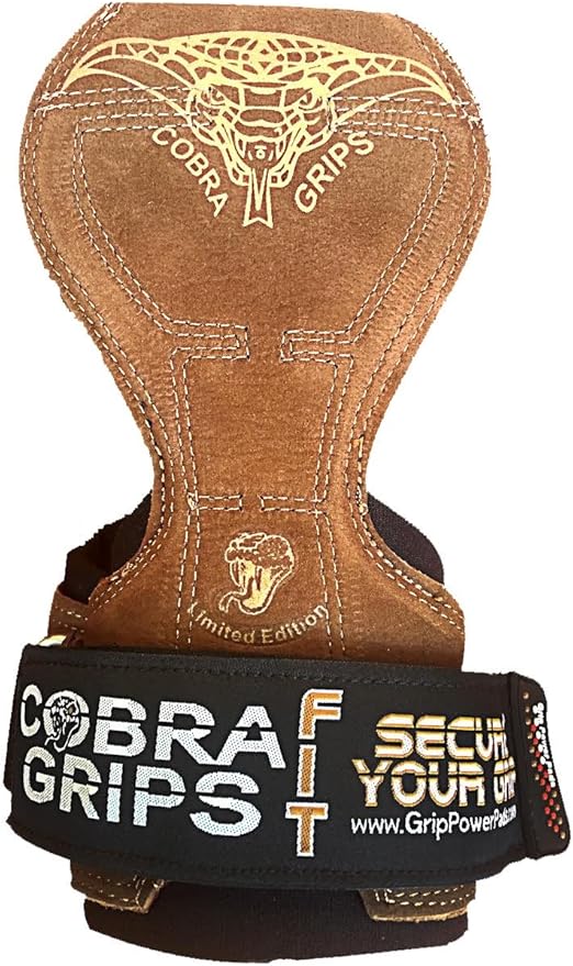 Cobra Grips FIT Leather Weight Lifting Gloves Heavy Duty Straps, Alternative to Power Lifting Hooks, Power Lifting For Deadlifts With Built in Adjustable Neoprene