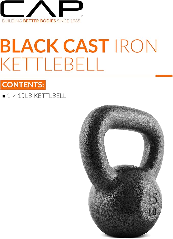 CAP Barbell Black Cast Iron Kettlebell Single or Set | 10-80 Lbs