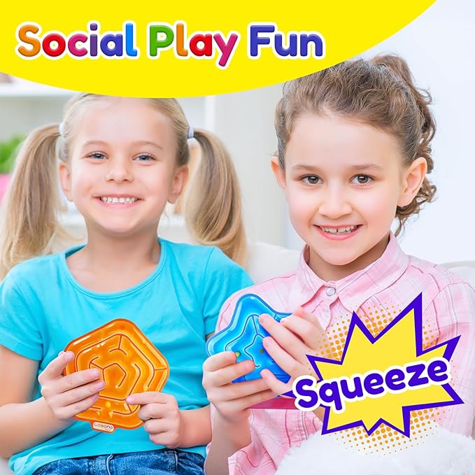 LESONG Sensory Fidget Toys for Kids: Gel-Filled Squishy Fidget Maze - Calming Sensory Toys for Autism ADHD Classroom Travel - Prizes for Boys Girls (4 Pack)