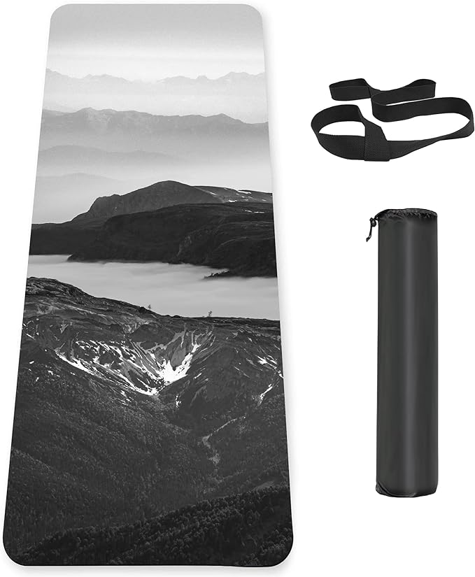 Non Slip Yoga Mat TPE Workout Mat for Men Women, Thick Workout Mat with Carrying Strap, Fitness Mats for Exercise, Yoga, Fitness, Pilates, Floor Workouts (72" x 24" x 6mm)