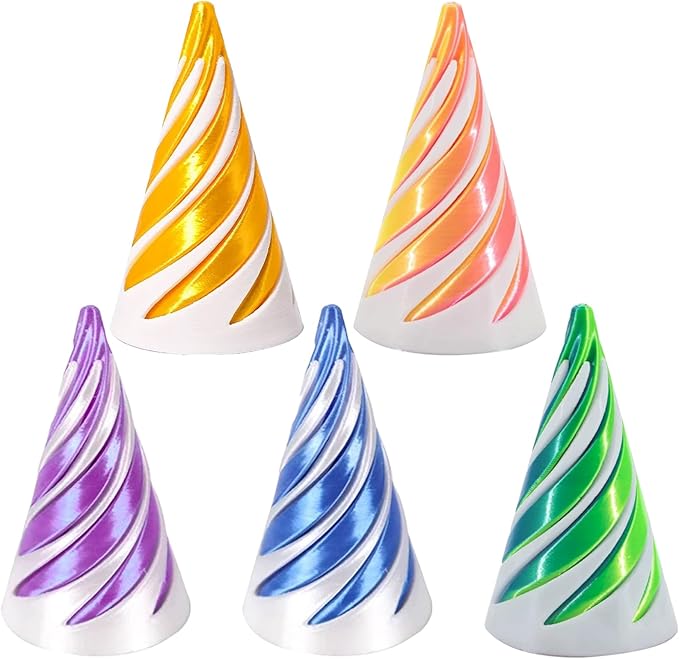 5Pcs Spiral Cone Fidget Toy,Impossible Cone Impossible Pyramid Passthrough Toy,3D Printed Spiral Cone Fidget Toy,Mini Vortex Thread Illusion Desktop Deco Souvenir Gift for Anxiety Relaxing
