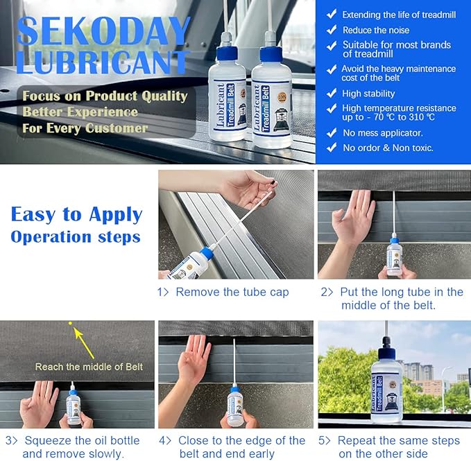 Silicone Treadmill Belt Lubricant/Lube Kit - 8.4 Oz/Performance with 2 Application Tubes and 2 Precision Tip Caps to Controlled Flow - No Odor & No Propellants - Easy to Apply…