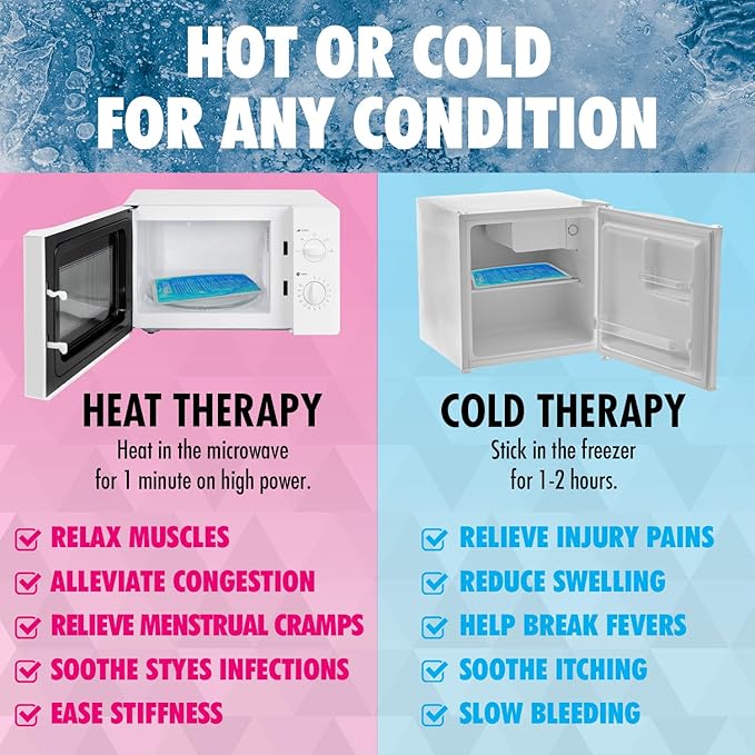 Perfect Remedy 2-Pack Gel Ice Packs for Injuries with Strap Cover, Flexible Hot Cold Compress, Soothing Soft Ice Packs for aid in Injuries Conditions, Alternative to Hot Water Bottles (Blue, Regular)