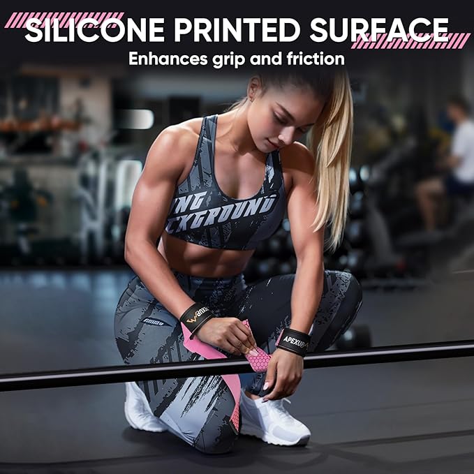 APEXUP Weight Lifting Straps for Weightlifting, Lifting Wrist Straps Gym, Deadlift Strap, Anti Slip Silicone Weightlifting Strap Men Women Powerlifting, Strength Training