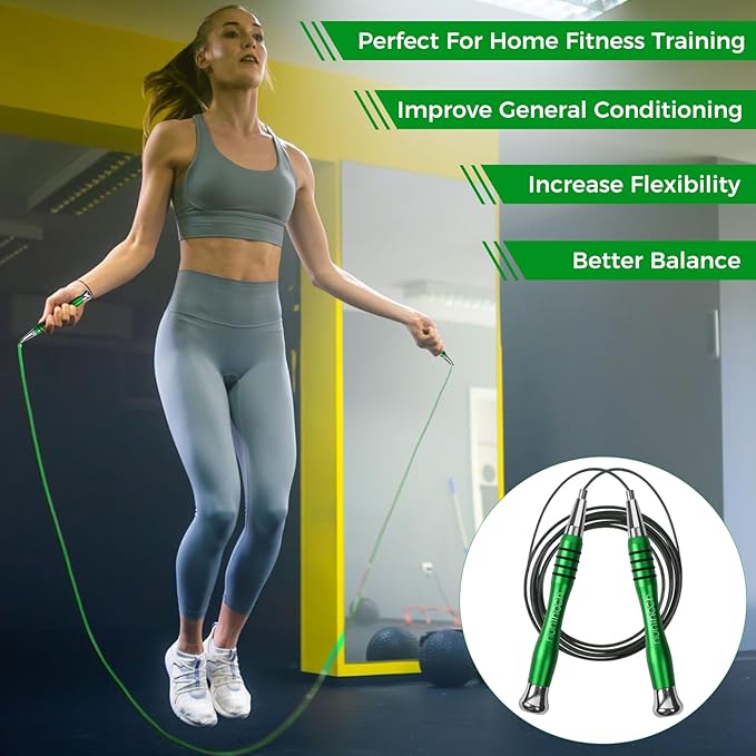 High Speed Jump Rope - Self-Locking No-Screw Design, Weighted Jump Rope, 360° Fast Rotation, Silicone Textured Design, Non-Slip, Includes 2 Speed Ropes Cables for Optimal Fitness Training & More - CrossFit Jump Rope.
