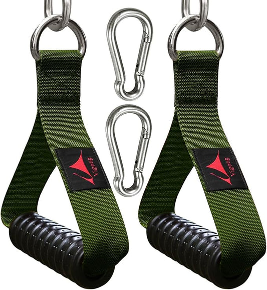 Heavy Duty Gym Exercise Handles Attachment for Cable Machine,Resistance Band,Pulley System Home Fitness Workout Equipment, with Elastic Rubber Grip and 2 Large Carabiners