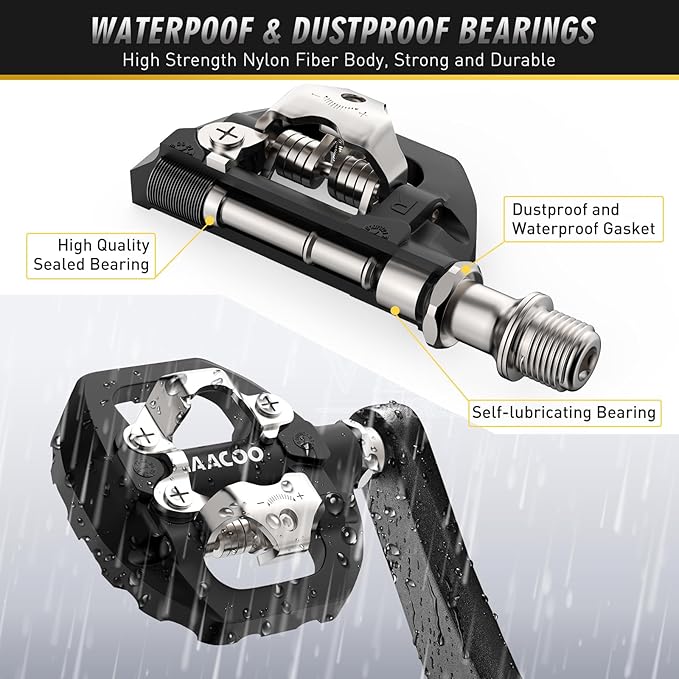 Bike Pedals Dual Platform Compatible with Shimano SPD Mountain Clipless Pedals,3-Sealed Bearing Lightweight Nylon Fiber Bicycle Pedals for Outdoor Spin Exercise Peloton Fit Trekking Bike