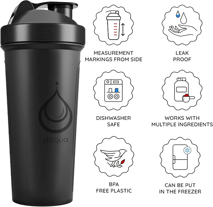 6 PACK, Shaker Bottles with Wire Whisks for Protein Mixes | Leakproof Blender Shaker Bottle Pack | BPA-Free & Dishwasher Safe | 6 24 oz shaker bottles | Shaker Cups for shakes