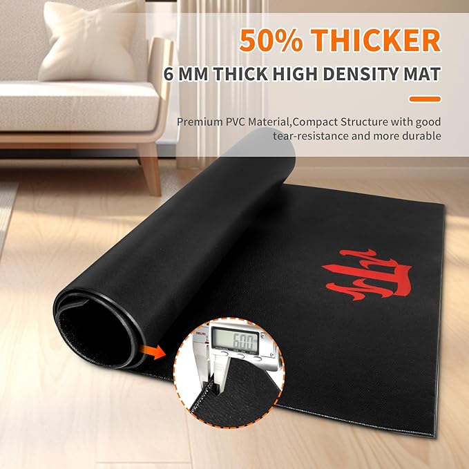 Treadmill Mat for Hardwood Floors/Carpet/Tile 6mm Thick - Exercise Equipment Mats, Peloton Bike Mat, Exercise Bike, with Non-Slip Sweat-Proof for Peloton/Cycling Under Floor/Hard Wood/Concrete Protect