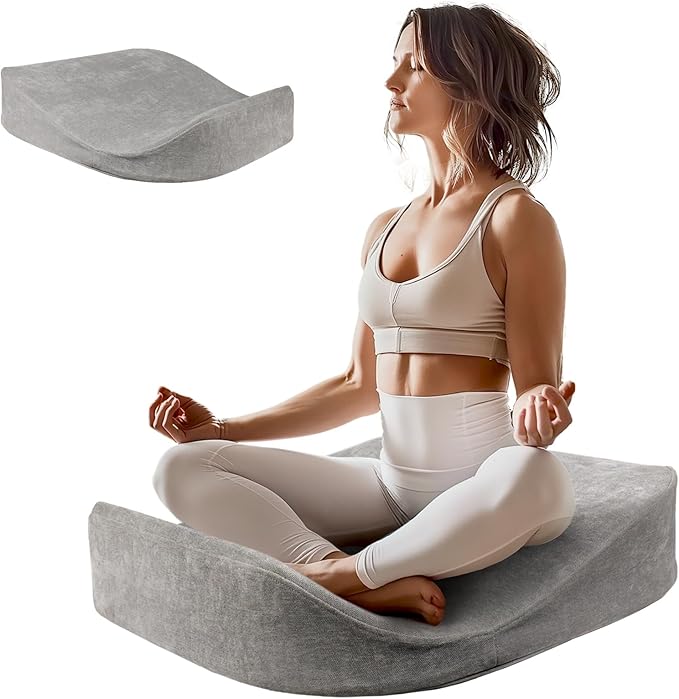 Meditation Cushion - Floor Pillow, Enlarge High Density Extremely Firm, Large Big Foam Floor Cushion Seating for Adults - Premium Yoga Pillows for Adults Gifts for Women, Men,Gray