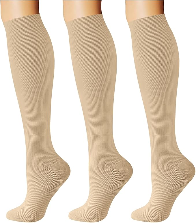 Breslatte Compression Socks for Women Men 10-14 mmHg Circulation Knee High Athletic Support Socks Running Travel Daily