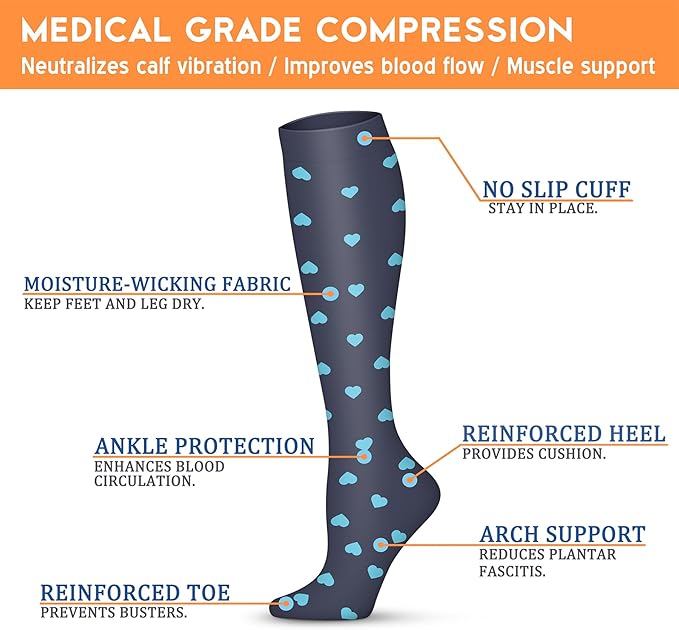 Compression Socks for Women & Men 15-20 mmHg, Best for Medical, Nursing, Running, Athletic, Varicose Veins, Travel