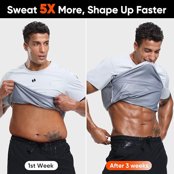HOTSUIT Sauna Shirt for Men Workout Sweat Suit Heat Trapping Tops Fat burning Compression Shirts for Gym Exercise Boxing