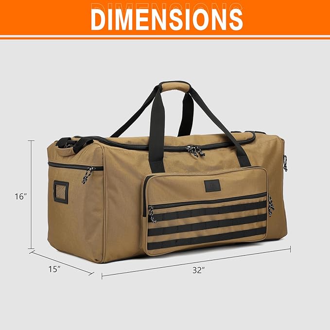 125L Extra Large Gym Duffle Bag for Men Women with Shoes Compartment Heavy Duty Tactical Sports Duffel Bag Big Football Baseball Basketball Soccer Hockey Team Equipment Bag, Brown