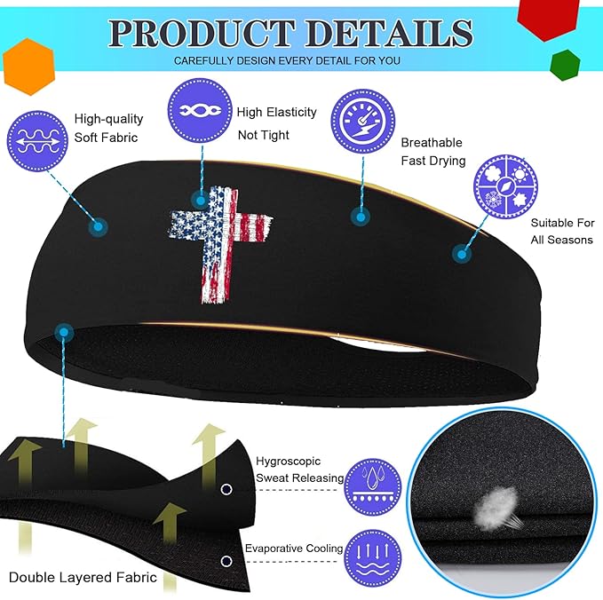 3 PCS Sport Headbands for Men Women Workout Cooling Sweat Bands Headbands Men Sweatbands Running