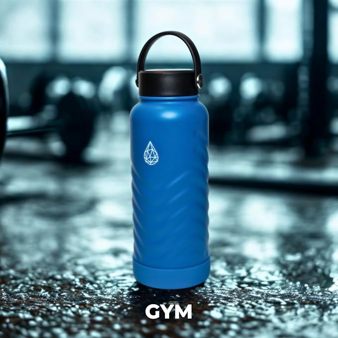 32oz Stainless Steel Insulated Water Bottle, 48H Ice Cold & 24H Hot, Leak-Proof Wide Mouth Lids (Straw & Spout), BPA-Free Bottles, Mens Water Bottle for Gym, Hiking, Travel - Blue