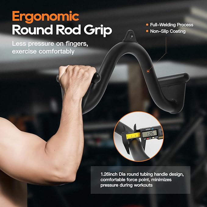 5 Pcs V-bar Pulley Cable Machine Attachments:Home Gym Fitness Rowing T-bar Handle Grips LAT Pull Down Bar Press DownTraining,Bicep Curl Tricep LAT pulldown Bar Back Strength Training