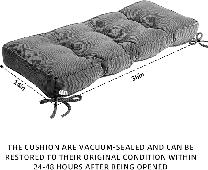 Detiblue Bench Cushion for Indoor Furniture，36x14x4Inch Tufted Bench Seat Cushion with Non-Slip, Comfortable and Durable for Shoe/Entryway/Storage with Cushion（Elita Gray）