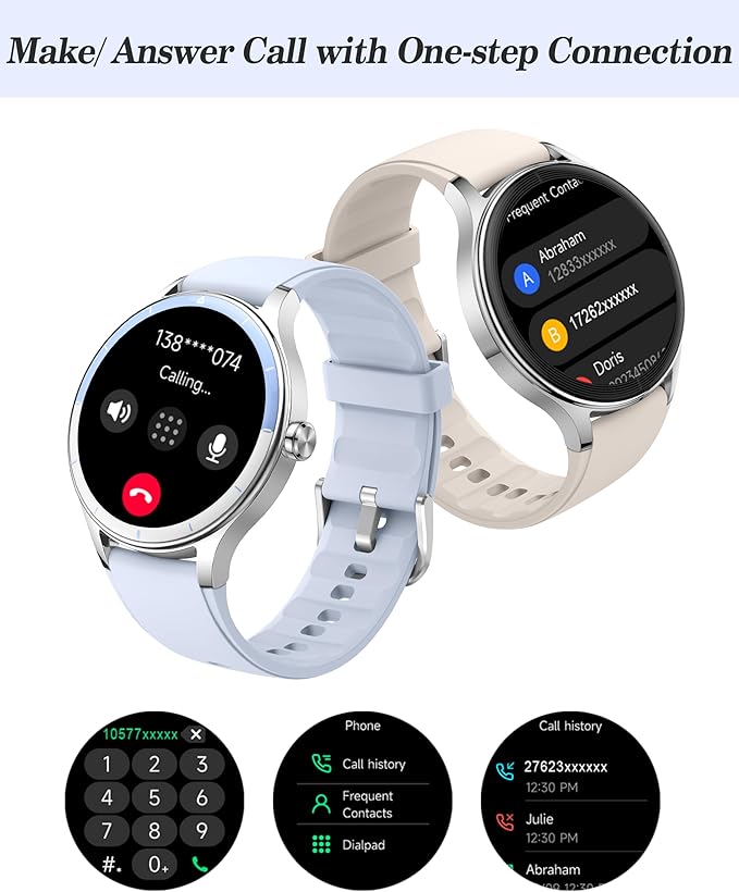 Smart Watch, 41mm Fitness Tracker, Answer/Make Calls, Digital Smartwatch with Heart Rate/Stress/Sleep Monitor, AI Voice, IP68 Waterproof Watch Calculator, Calendar, Games for Lady Women & Men