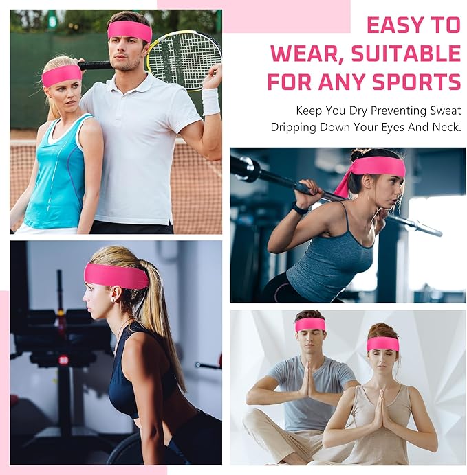 Hiboom 30 Pack Tie Headband Bulk Sports Tennis Head Tie Ninja Karate Tie Back Athletic Sweatbands Adjustable Hair Bands for Women Men Basketball, Football, Soccer, Running, Yoga Workout