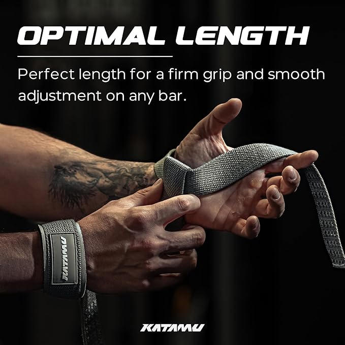 Katamu Weightlifting Straps | Lift More | Premium Weightlifting Straps | Men and Womens Squat Lifting, Powerlifting and Weight Training Support Straps