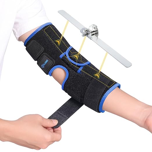 Cubital Tunnel Syndrome Elbow Brace, Ulnar Nerve Entrapment Splint, Elbow Immobilizer for Night Sleeping and Day Working, 4 Angles Adjustable, Fit Women & Men, Right & Left Arm - M