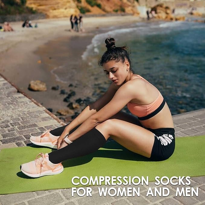 Graduated Compression Socks for Women&Men 20-30mmhg Knee High Socks Travel Hiking Running Stocking