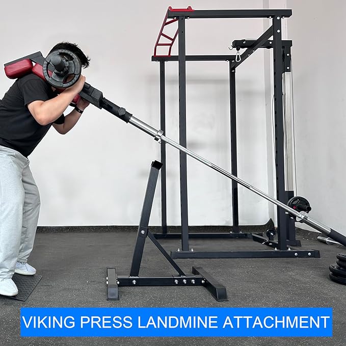 Viking Press Landmine Handle for 2-Inch Barbell, Hack Squat T-Bar Row Attachment Strength Training Accessories, Shoulder Press Landmine Attachment Equipment
