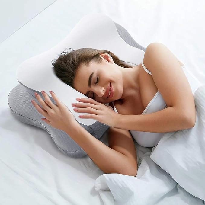 Cervical Pillow for Neck Pain Relief, Cooling Contour Memory Foam Pillows Support Odorless Ergonomic Neck Pillow Adjustable Orthopedic Bed Pillow for Side Back Stomach Sleeper with Pillowcase